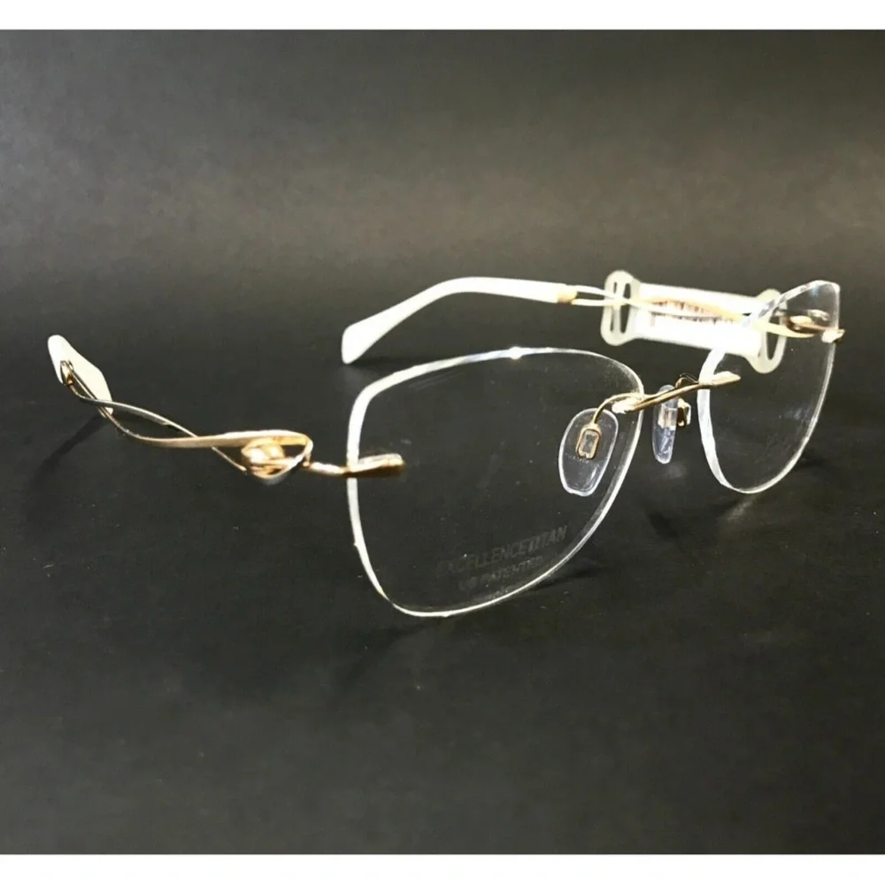 Line Art by Charmant Eyeglasses Frames XL2147 GW Titanium Gold Rimless 51-17-135